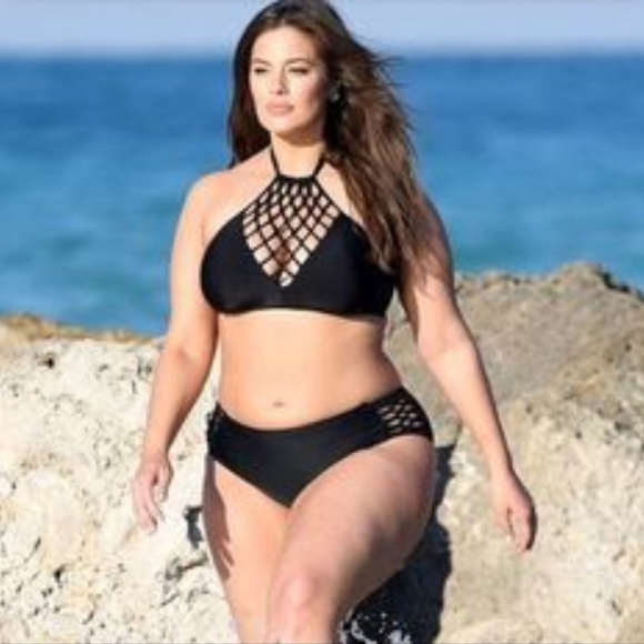 Ashley Graham Black Crisscross Bikini TOP ONLY Plus Size 20 - Picture 7 of 7